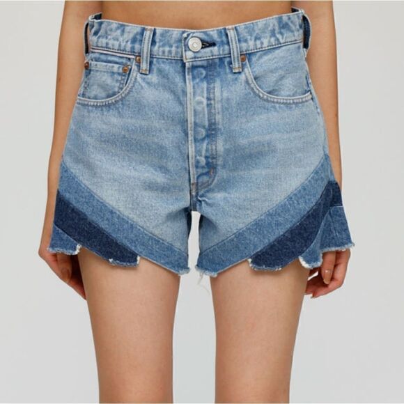 Moussy Vintage MV High Rise Patchwork Gratiot Denim Shorts Size 29 NWT - Picture 6 of 16